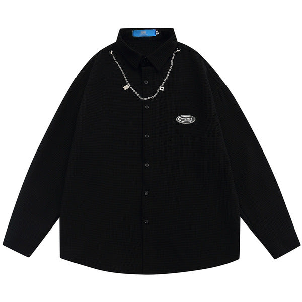 Gababa Oversized long-sleeve shirt with necklace detail G78135 (Unisex M~XL)