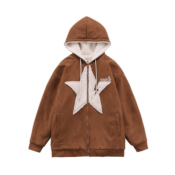 Gababa Unisex Oversized Hooded Zipup with Warm Fleece Lining G78036 (Plus Size S~XL)
