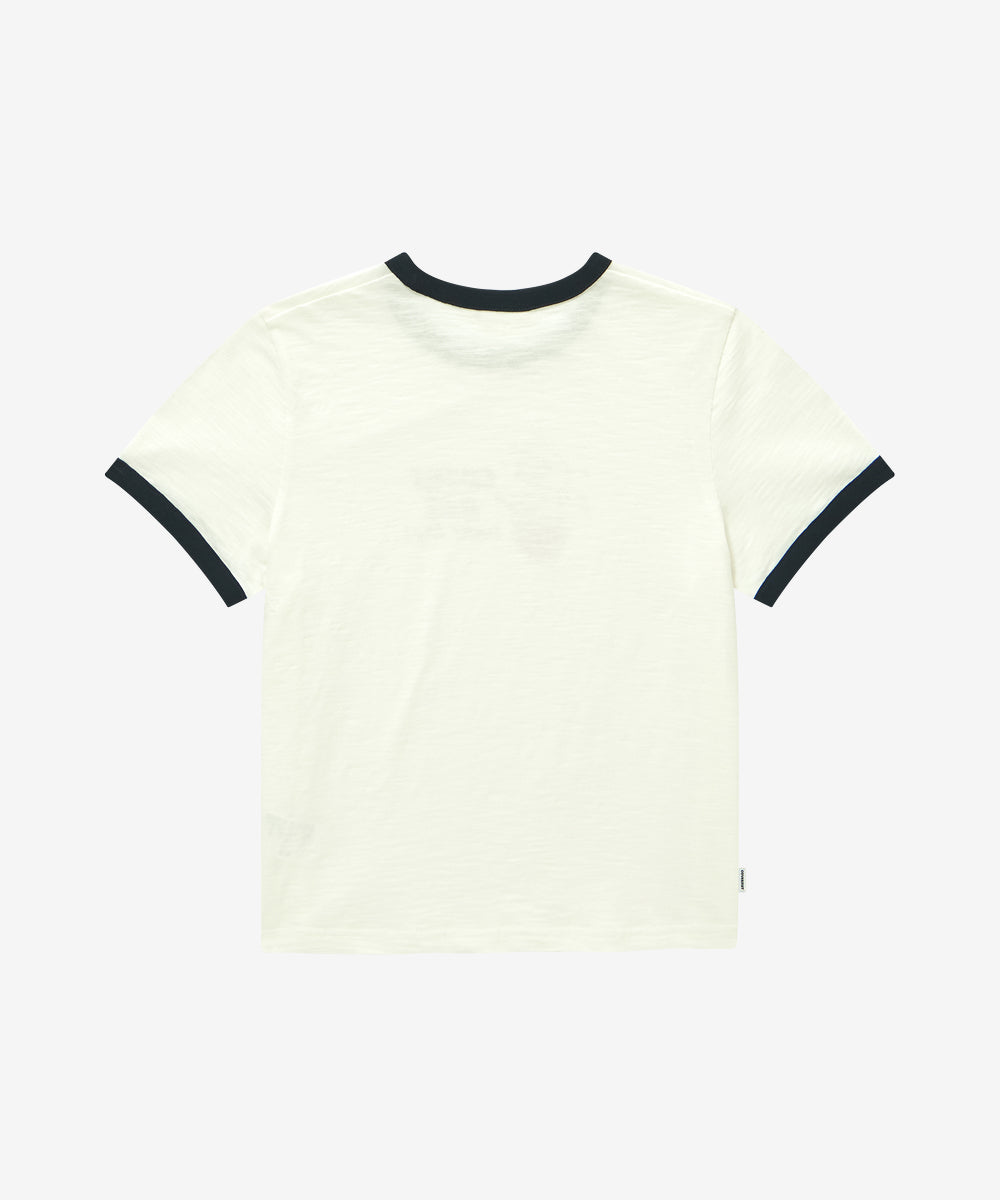 Covernat Women's Elephant Graphic Ringer T-Shirt Off White