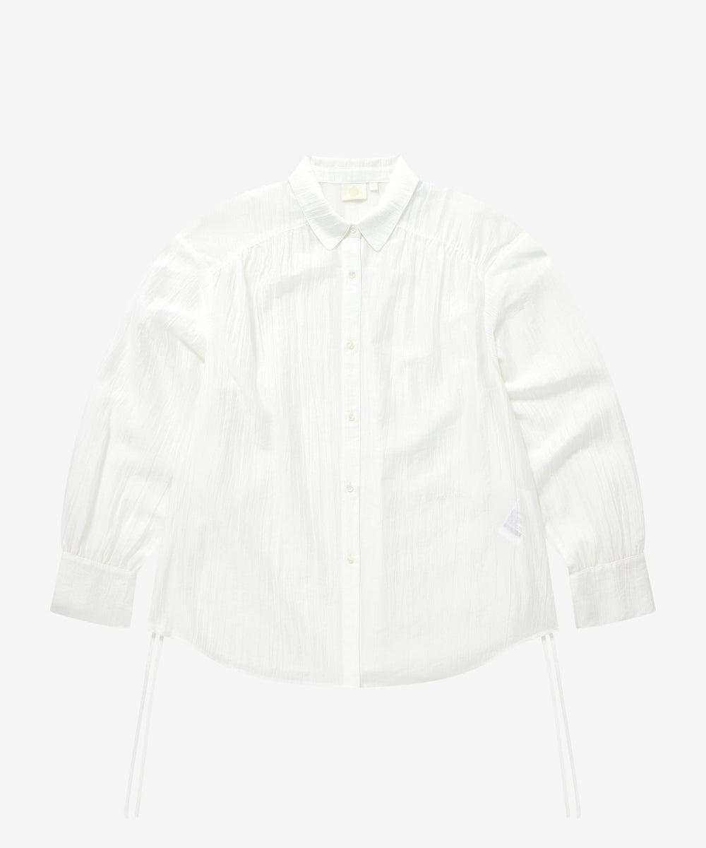 Covernat Women's Overfit Sheer Ruched Blouse Ivory