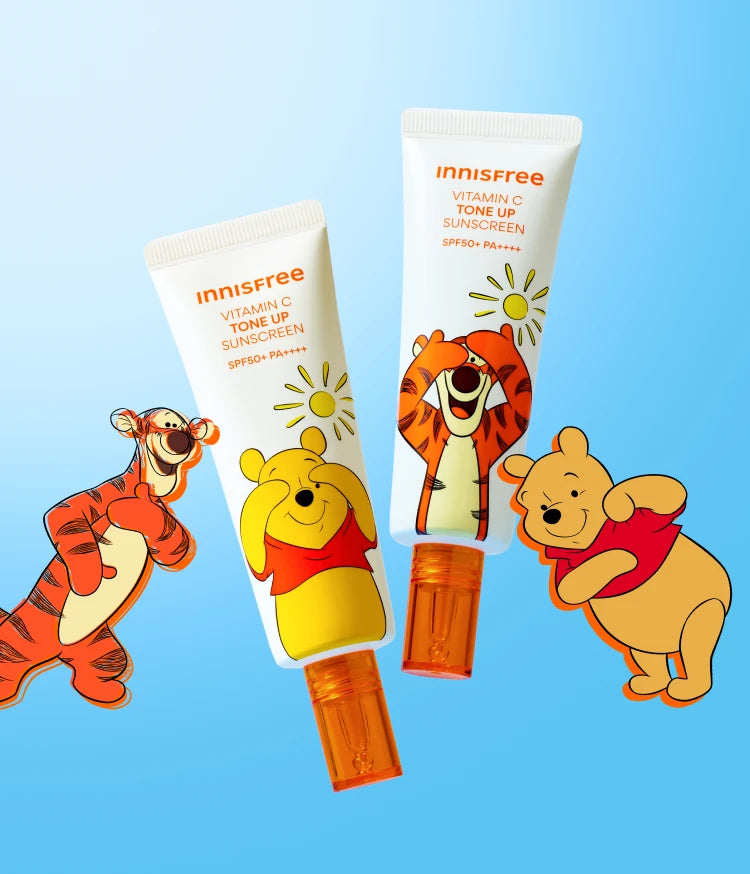 Innisfree [Winnie the Pooh Edition] Vitamin C Tone Up Sunscreen 50mL 2-Piece Set + Free Mirror
