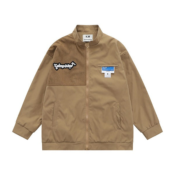 Gababa Daily Oversized Zipup Jacket with Corduroy Details G74961 (Plus Size S~XL)