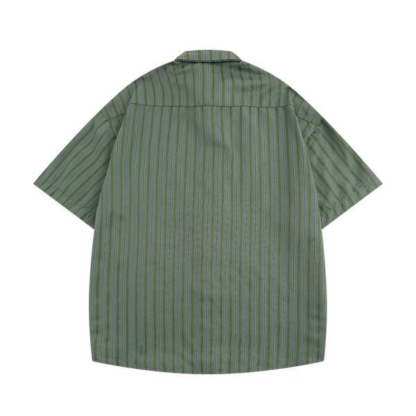 Gababa [Best Seller] Unisex Striped Pocket Karate Overfit Short-Sleeve Shirt G77224 (Big Size M~XL)