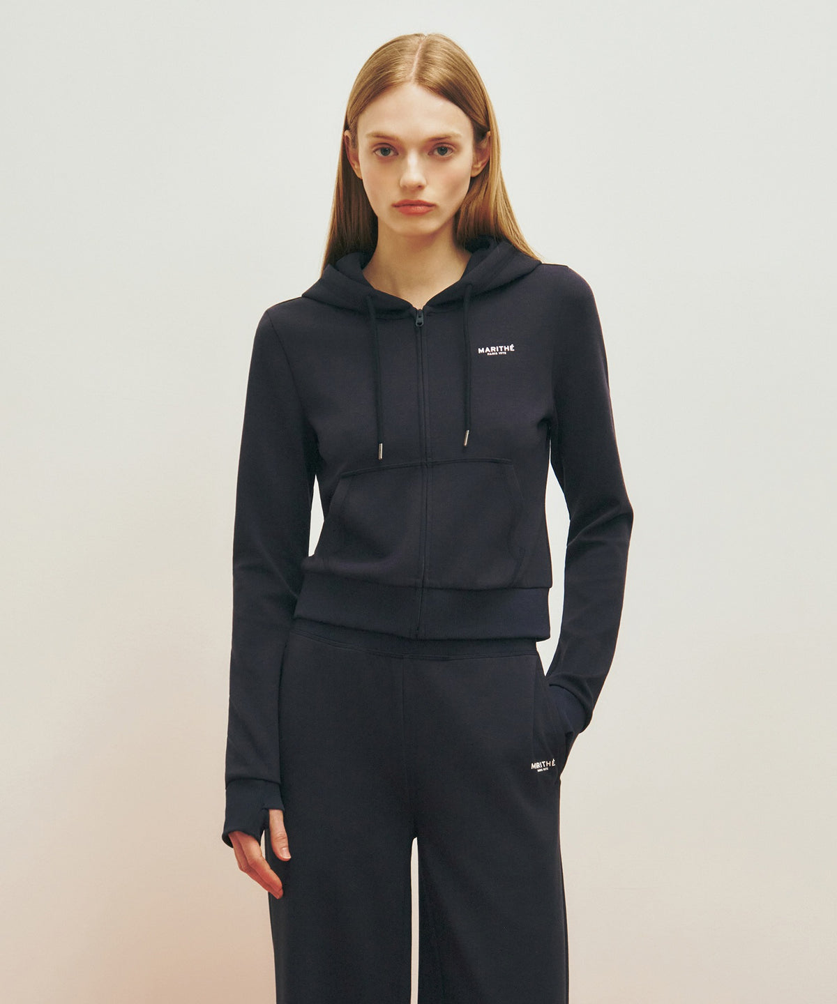MARITHE SPORT W HOODIE ZIPUP navy