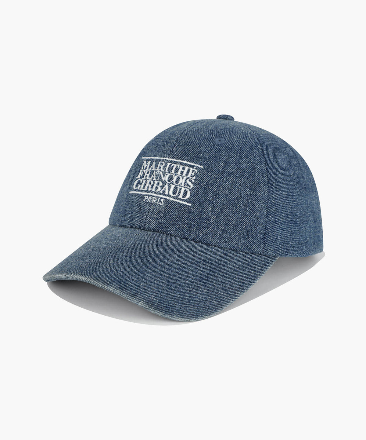 MARITHE DENIM WASHING SMALL CLASSIC LOGO COVERED CAP blue