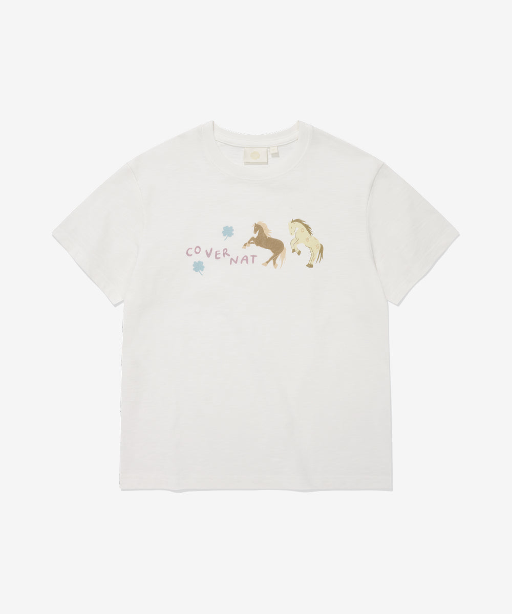 Covernat Women's Twin Pony T-shirt White