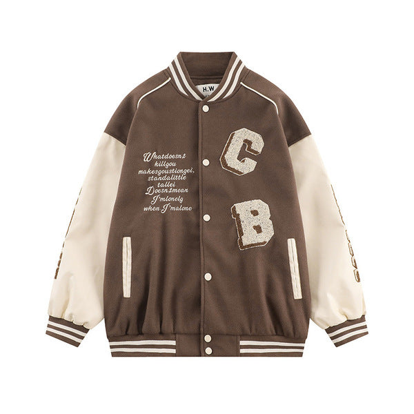 Gababa Unisex Casual Style CB Big Logo Oversized Baseball Jacket G77348 (Plus Size S~XL)