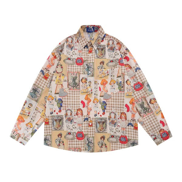 Gababa Unisex Master Painting Print Casual Oversized Collar Long-Sleeve Shirt G77571 (Plus Size M~XL)