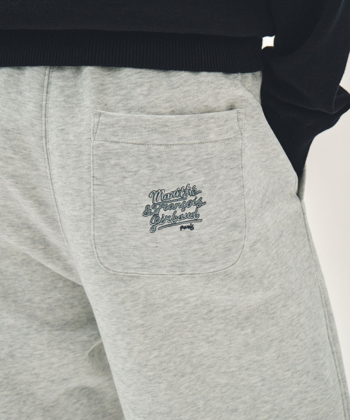 MARITHE STITCH WIDE SWEAT PANTS light heather gray