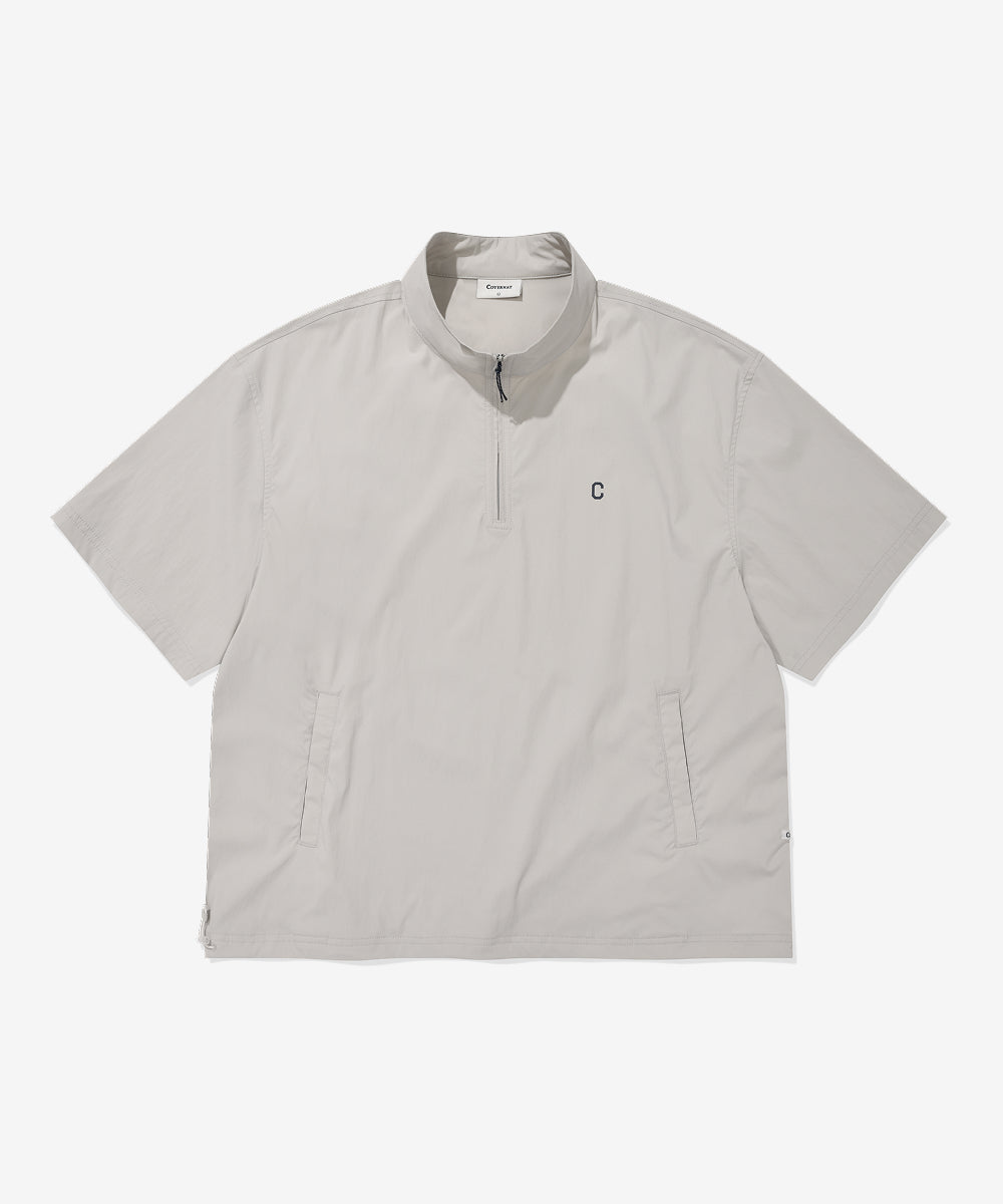 Covernat Nylon Half-Zip T-shirt Light Grey