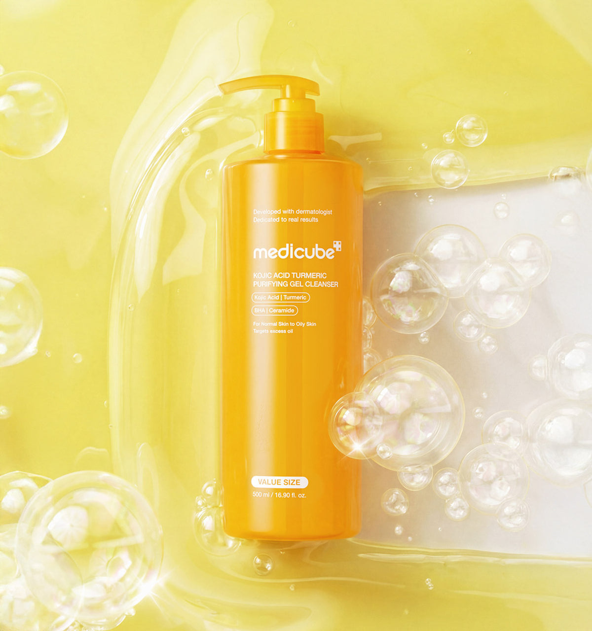 medicube Kojic Acid Turmeric Gel-to-Foam Cleanser 500ml Large Capacity