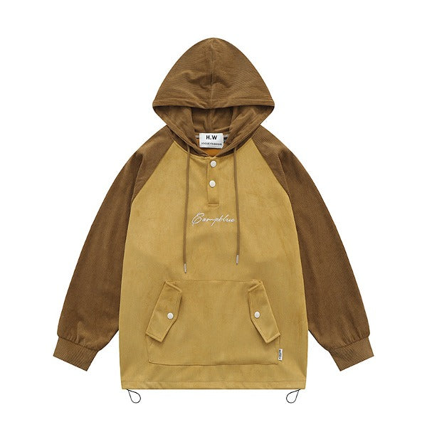 Gababa Raglan Style Button Detail Half-Zip Hoodie G74928 (Plus Size S~XL)