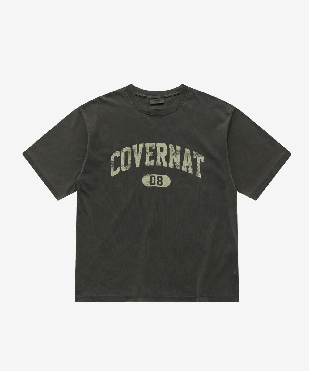 Covernat Crack Arch Logo Dyeed T-shirt Charcoal