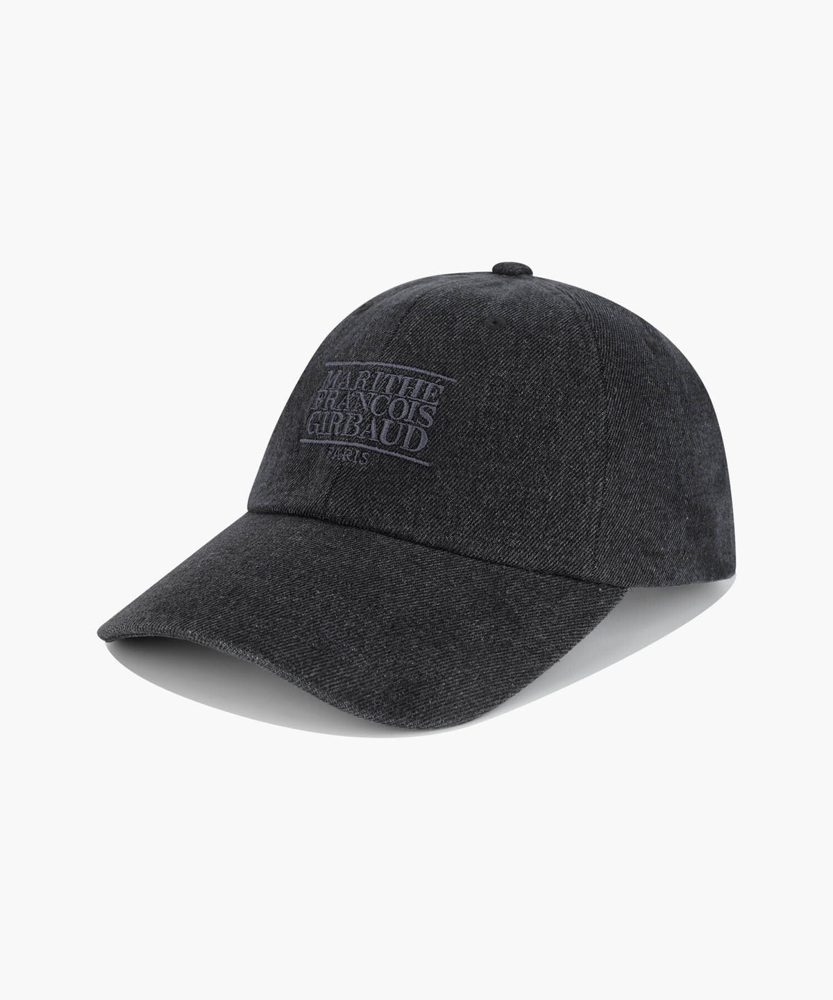 MARITHE DENIM WASHING SMALL CLASSIC LOGO COVERED CAP washed black