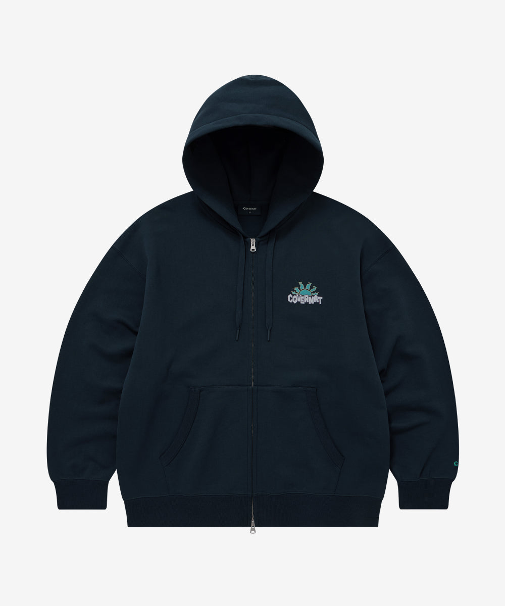 Covernat Rising Sun Graphic Hoodie Zip-up Navy
