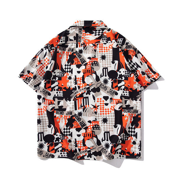 Gababa Unisex Hong Kong Style Collar Short-Sleeve Shirt G74795