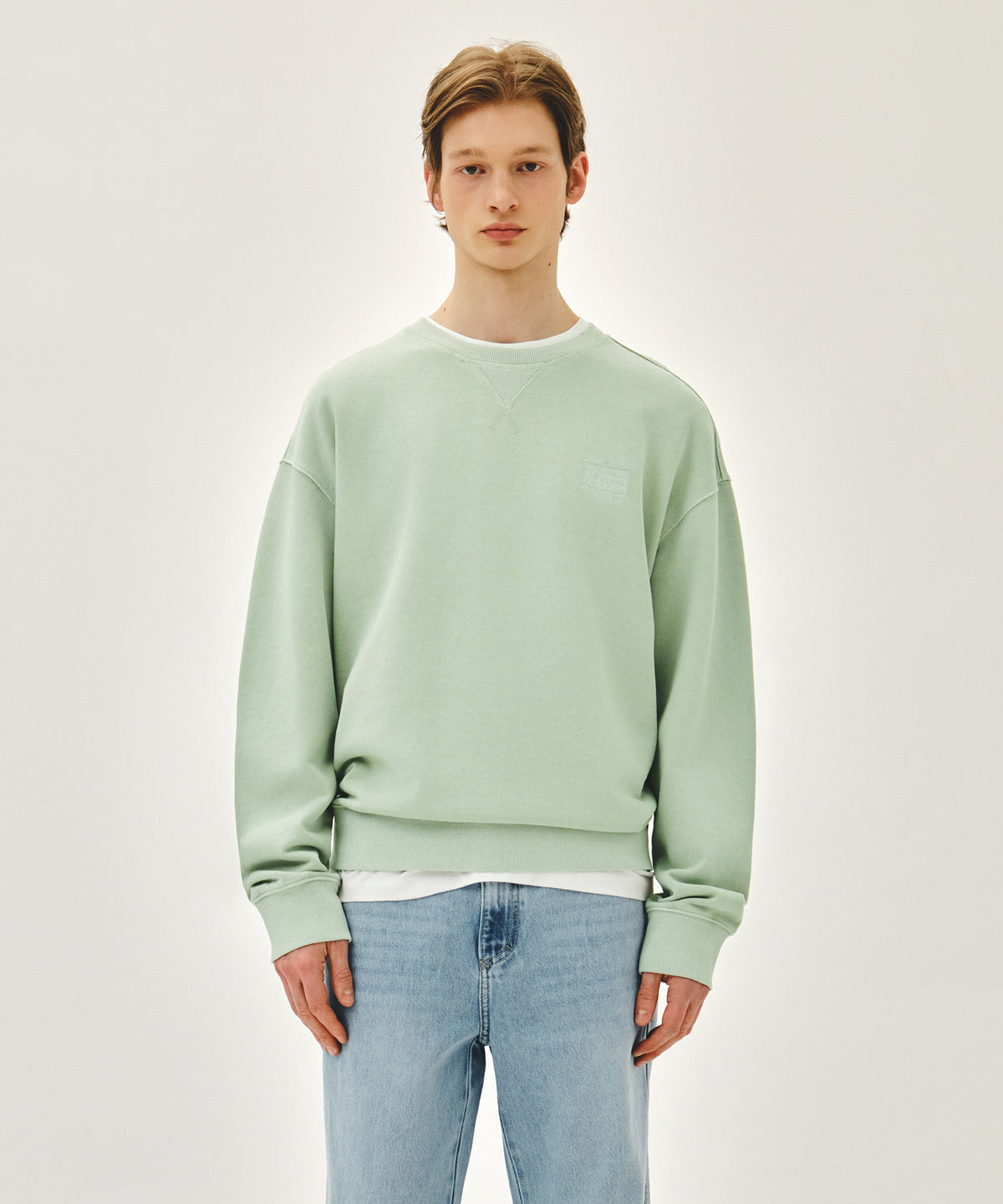 MARITHE OUTLINE CLASSIC LOGO DYEING OVERSIZED SWEATSHIRT mint