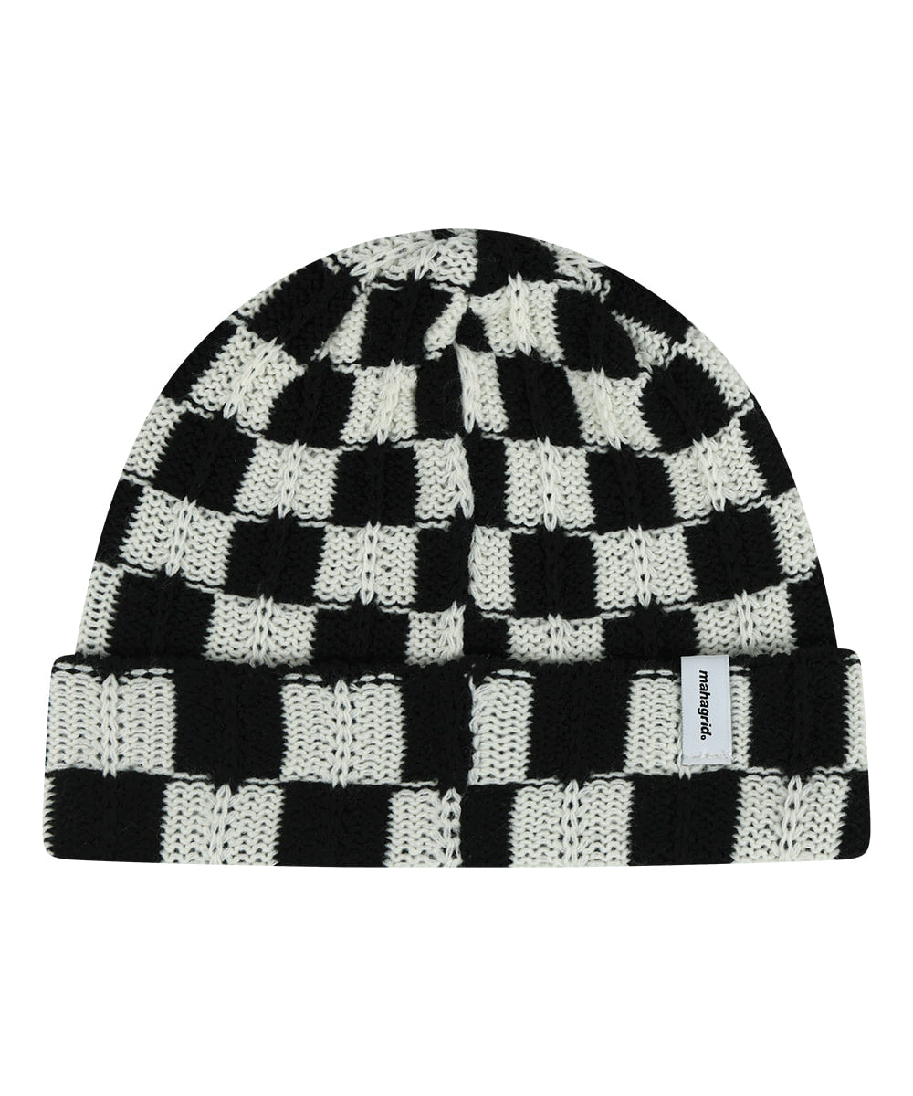 MAHAGRID CHECKERBOARD BEANIE [WHITE/BLACK]