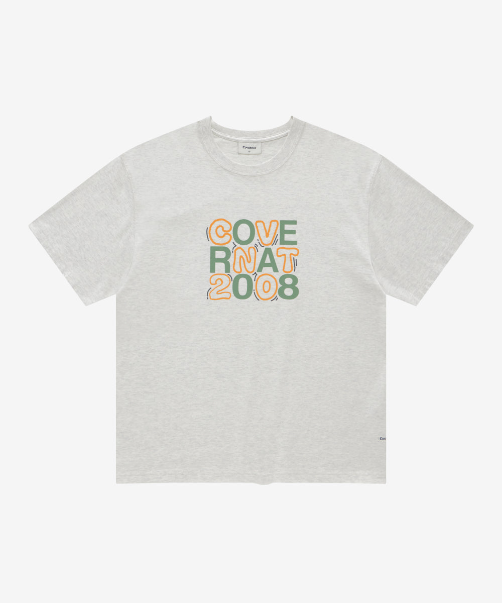 Covernat Typo Grid Graphic T-shirt Header Grey