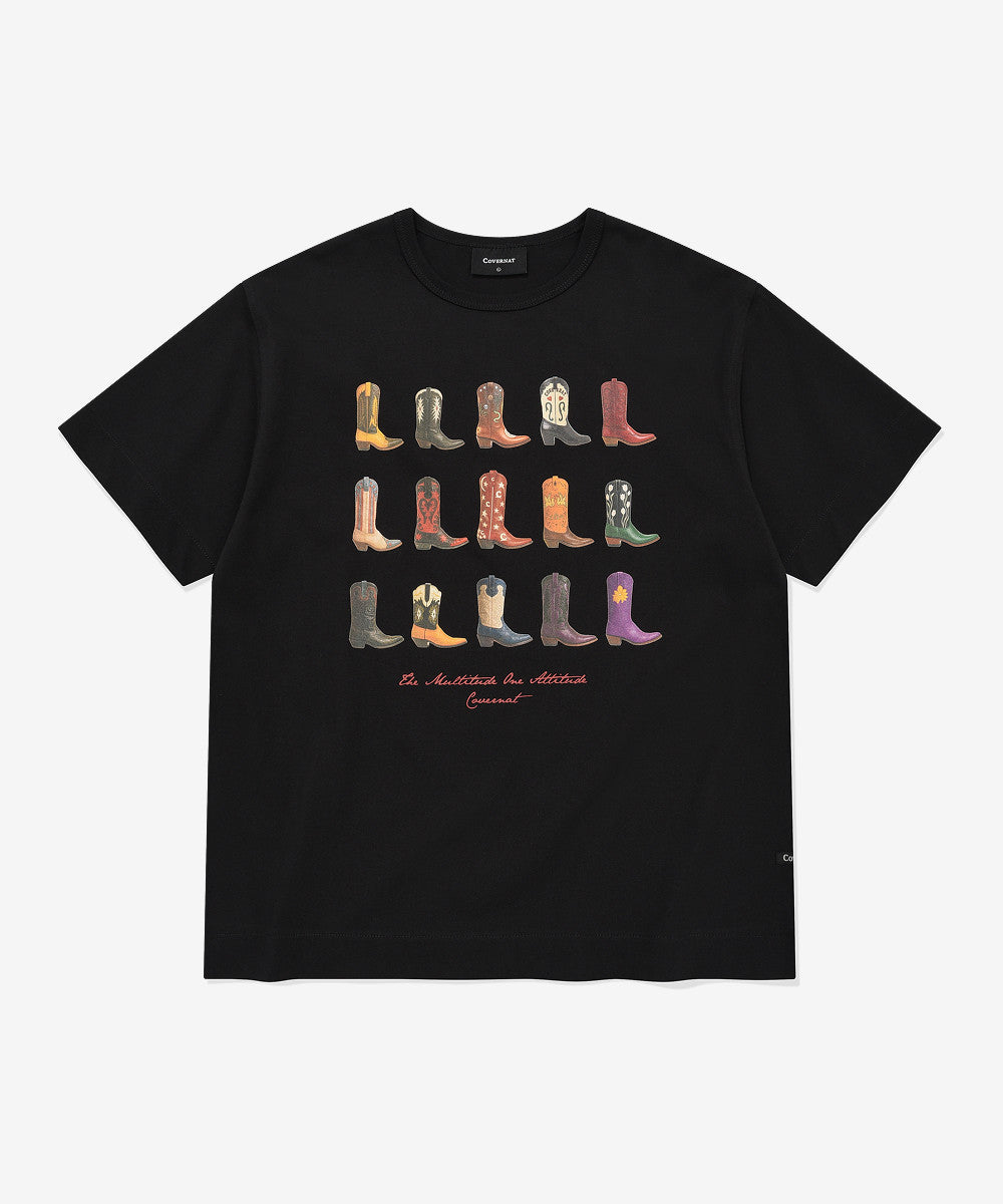 Covernat Boots Graphic Crop T-shirt Black