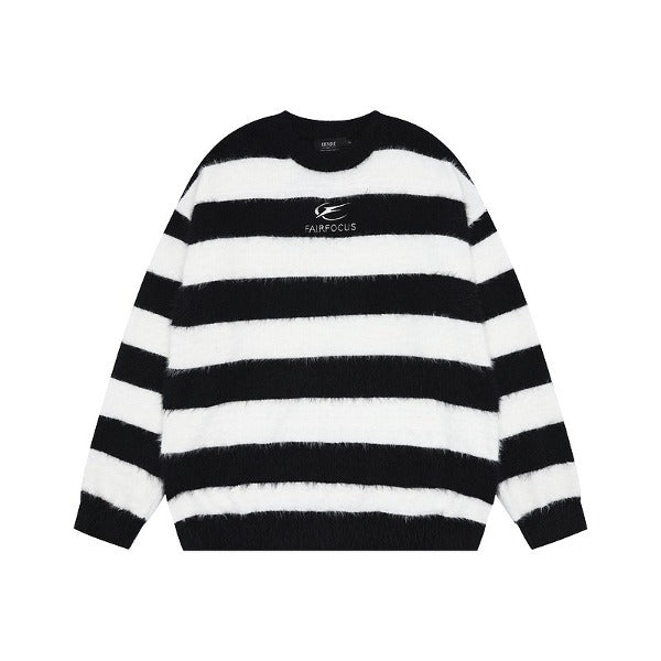 Gababa Unisex Striped Round Sweater G78430 (Big Size S~XL)