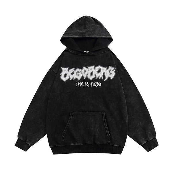 Gababa Unisex Thorn Lettering Oversized Hoodie G77423 (Plus Size M~XL)