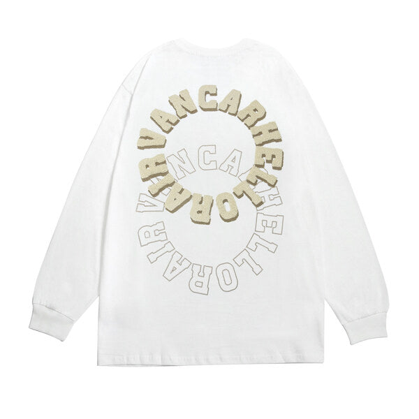 Gababa Unisex Ellipse Lettering Oversized Long Sleeve T-shirt G77406 (Plus Size M~2XL)