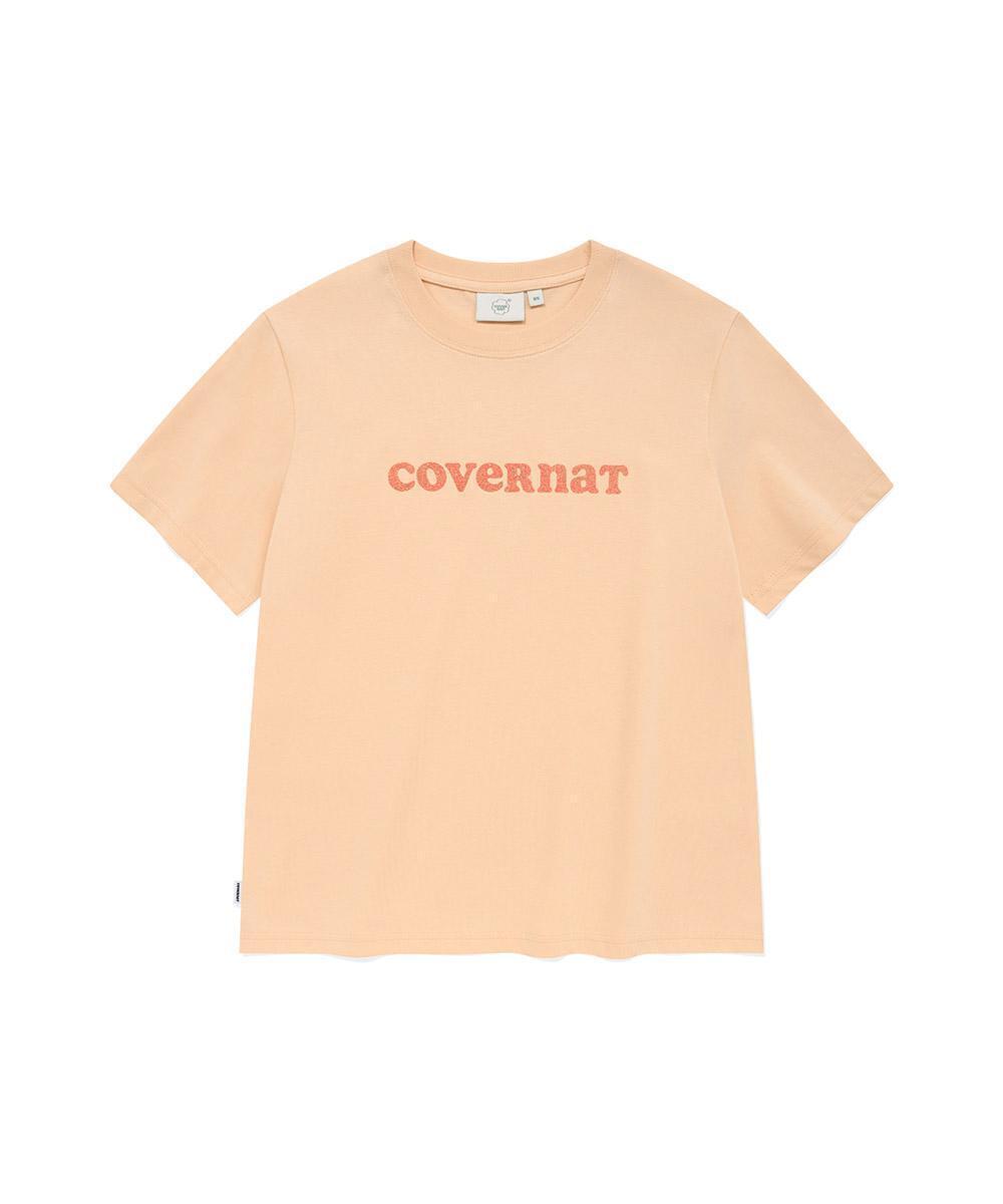 Covernat Women's Regular Fit Glitter Cooper Logo T-shirt Salmon
