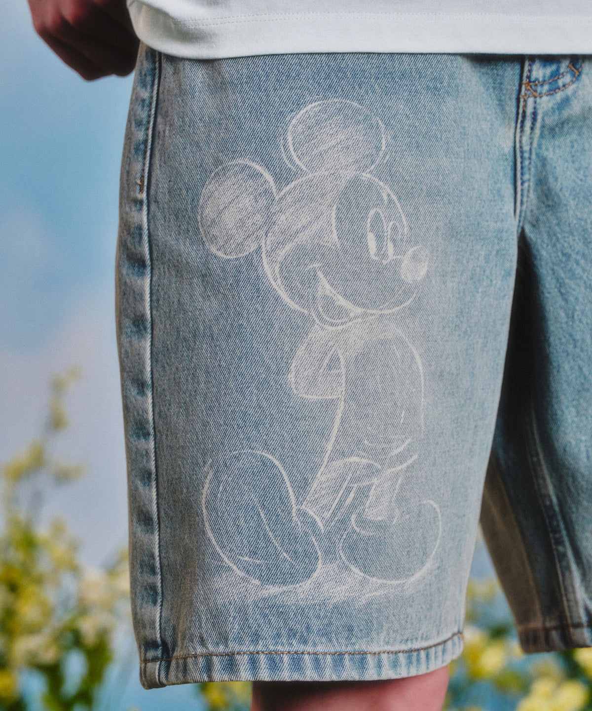 MARITHE MARITHE_DISNEY MICKEY_W BERMUDA DENIM PANTS light blue