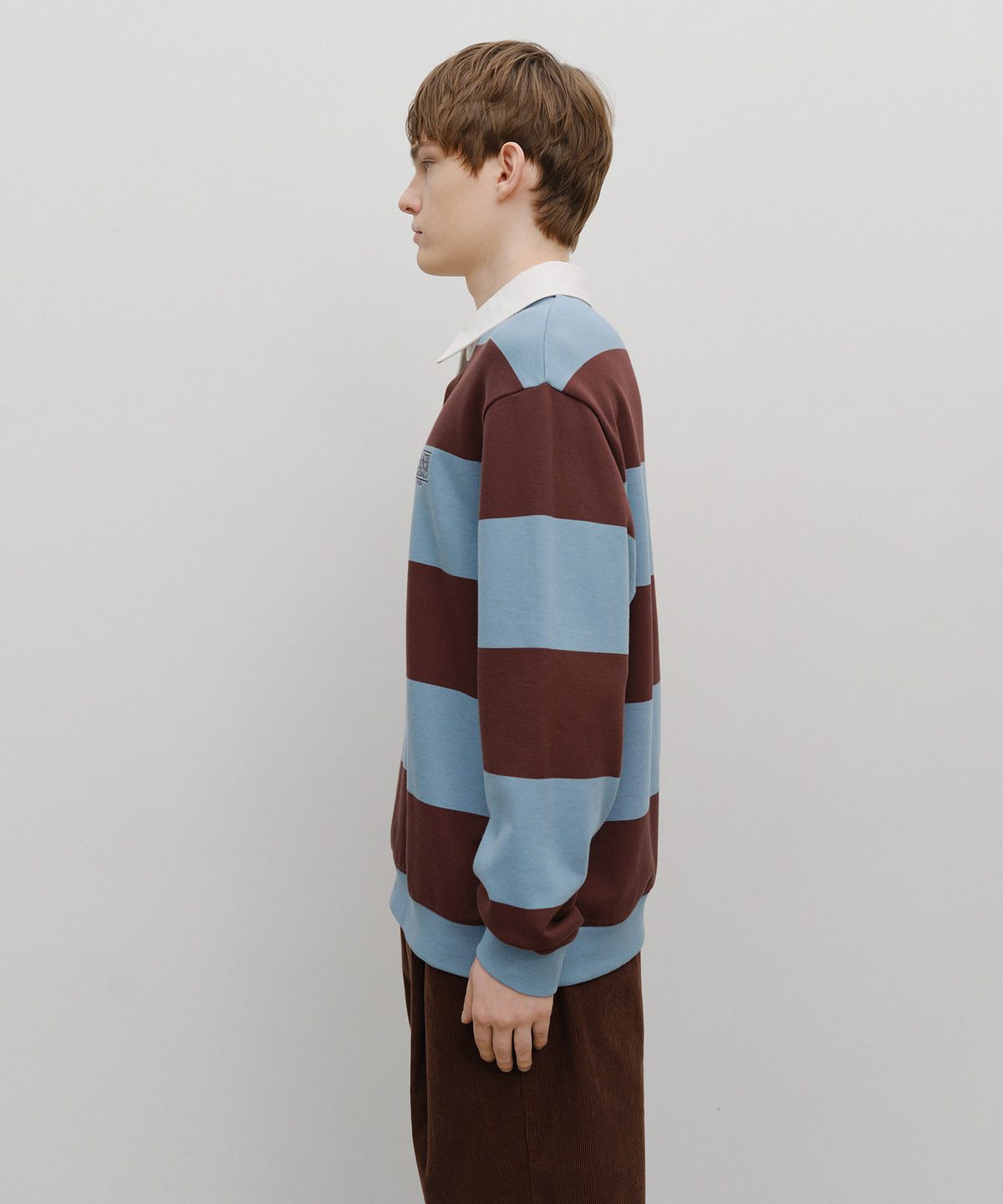MARITHE CLASSIC LOGO STRIPE RUGBY SWEATSHIRT blue