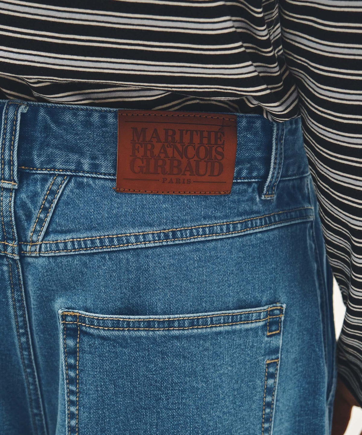 MARITHE NEW M LOW-WAIST TUCK WIDE DENIM PANTS blue
