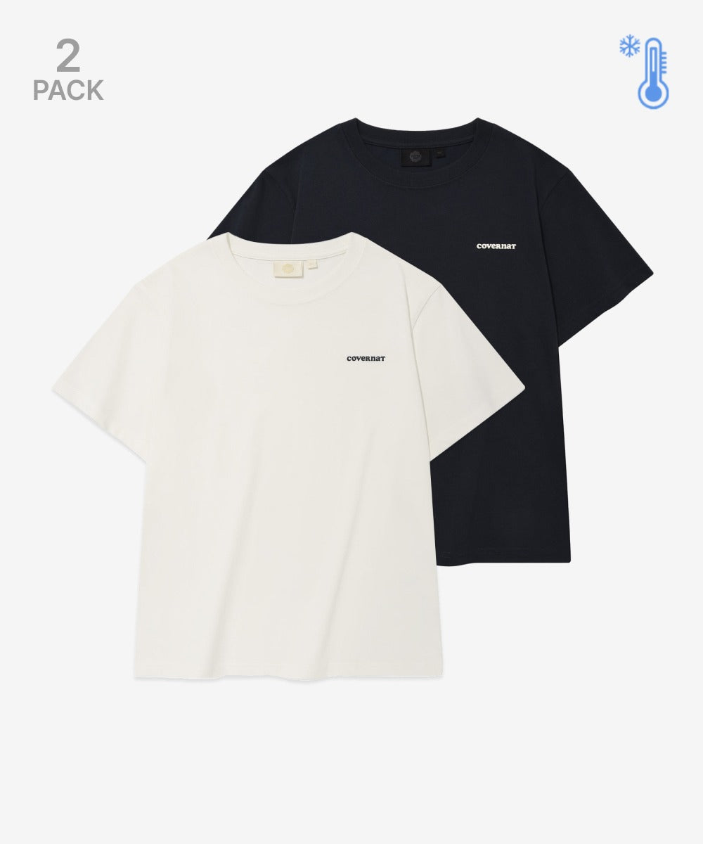 Covernat Women's Cool Cotton Essential T-shirt 2PACK Dark Navy+ White