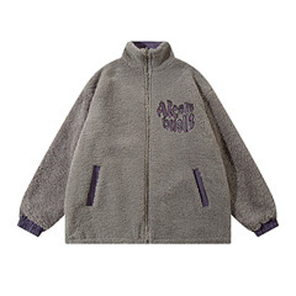 Gababa Unisex Street-style Reversible Fleece Jacket G78449 (Big Size M~XL)