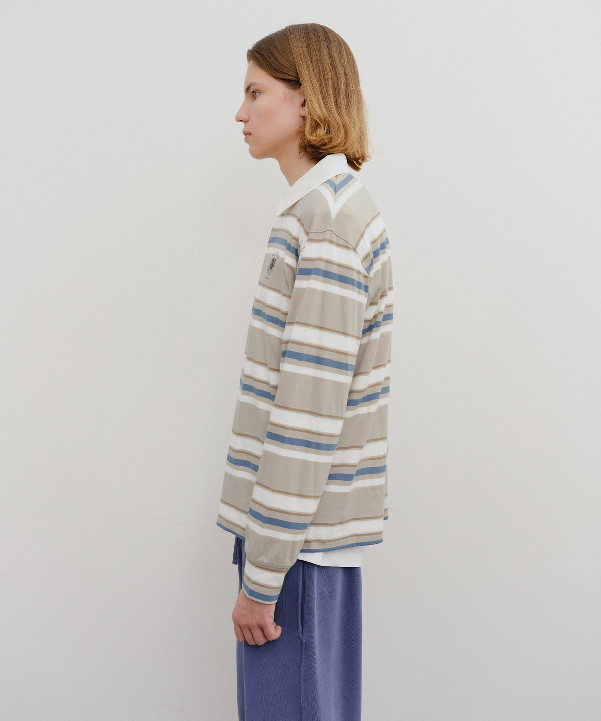 MARITHE STRIPE COLLAR LONG SLEEVE beige