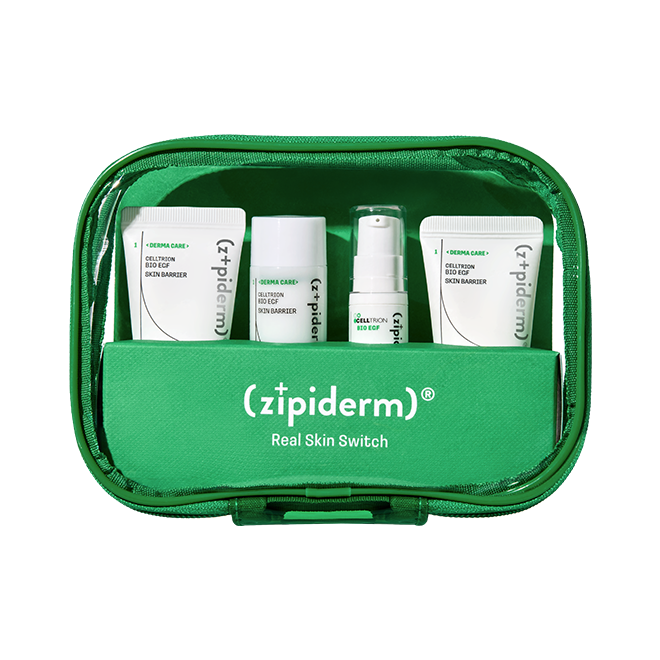 Zipiderm Travel Kit (Toner 20ml + Ampoule 5ml + Intensive Cream 15ml + Sunscreen 15ml)