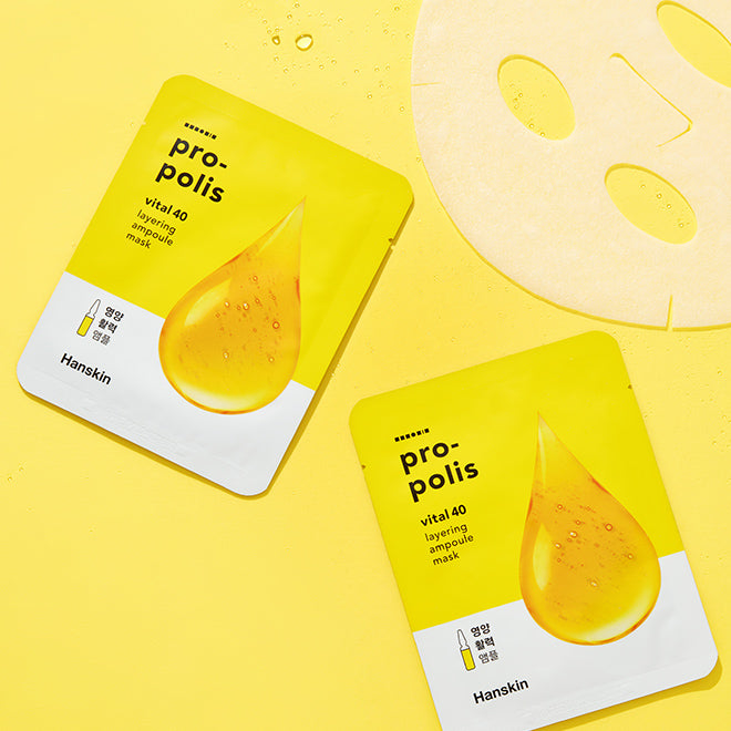 Hanskin Vital 40 Layering Ampoule Mask - Collagen 10 sheets + Aqua 10 sheets + Propolis 10 sheets