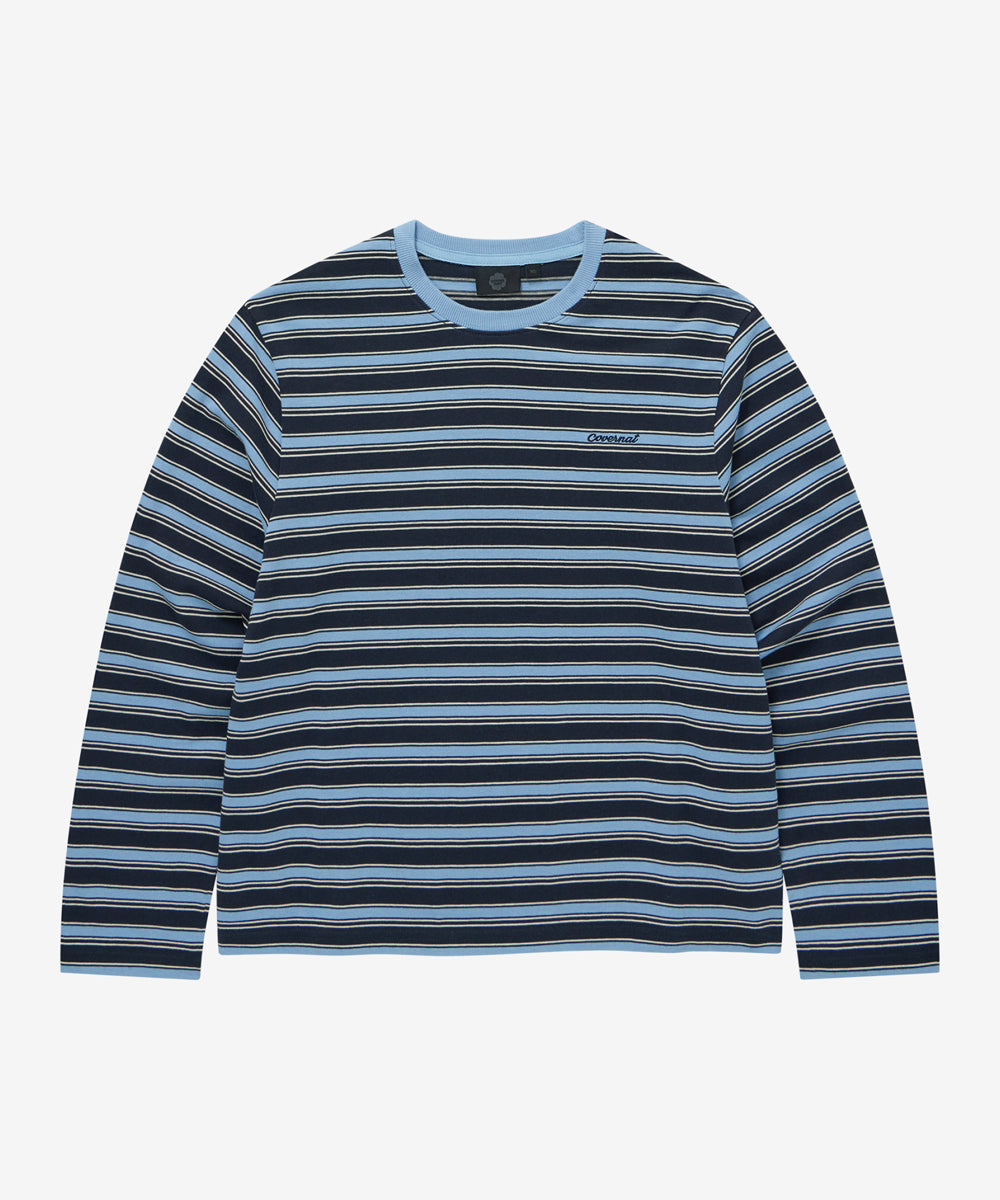 Covernat [Worn by Yunji Choi] Women's Multi Stripe Long Sleeve Dark Navy