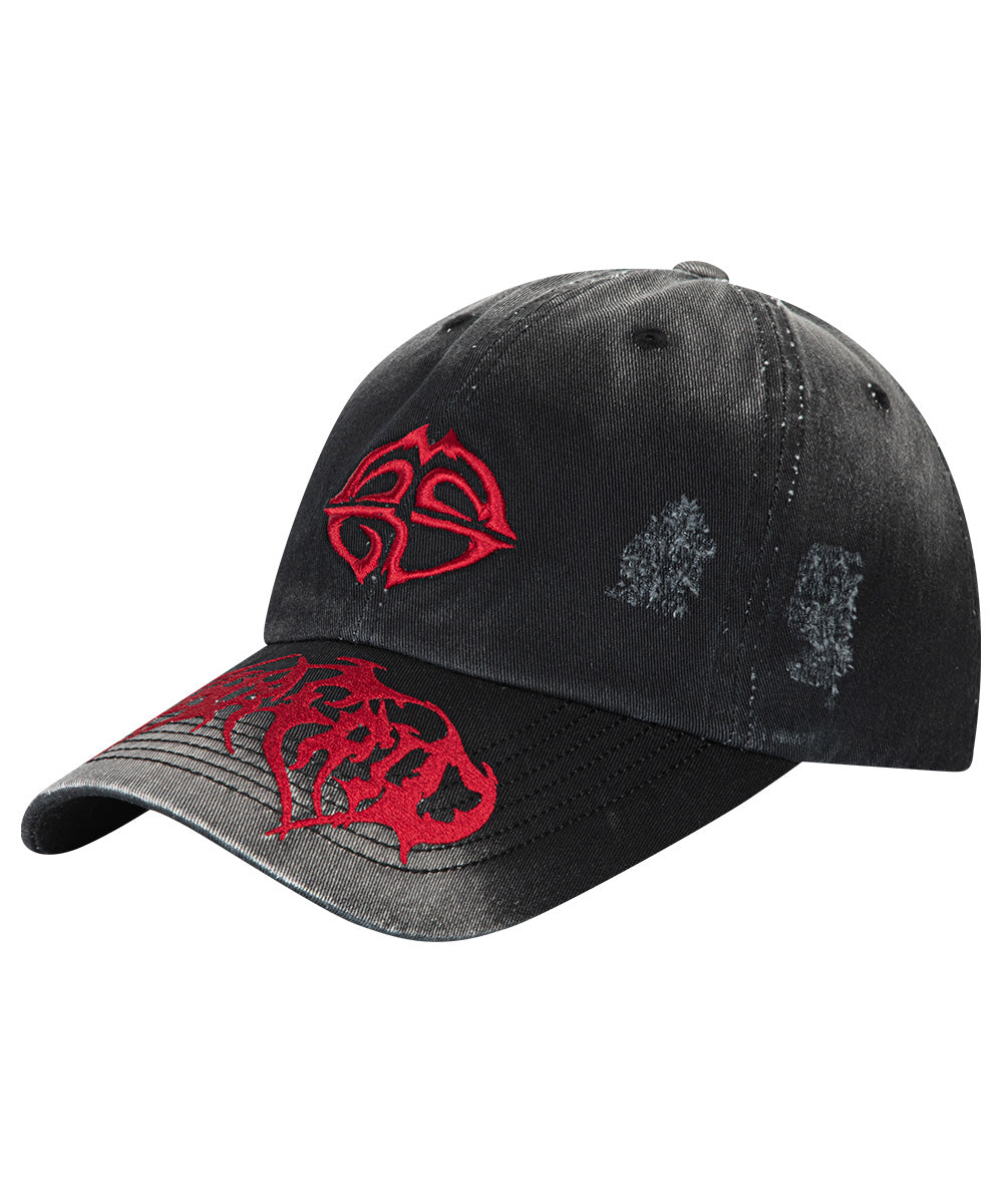 MAHAGRID WASHED METAL LOGO BALL CAP BLACK