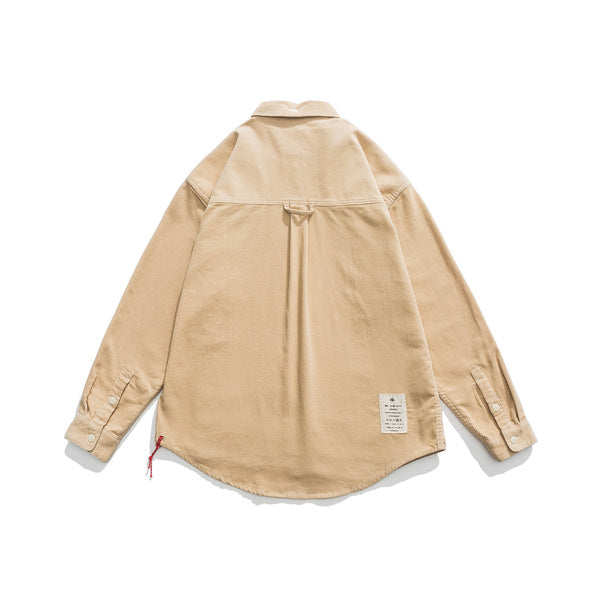 Gababa Unisex Corduroy Oversized Collar Long Sleeve Shirt with Pocket G77648 (Plus Size M~XL)