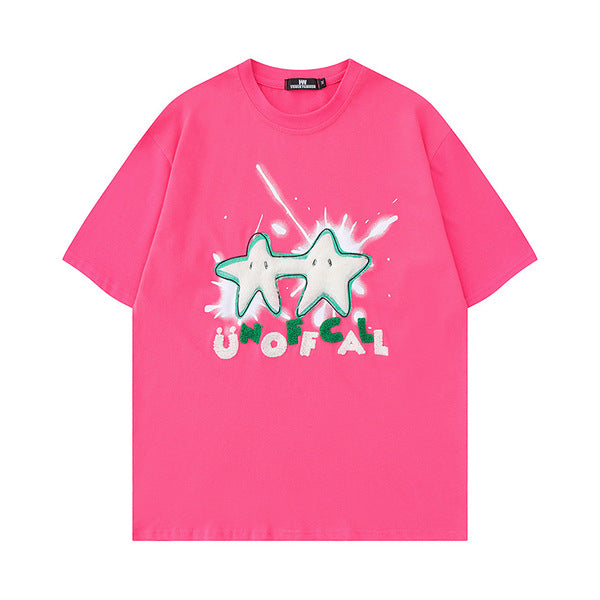 Gababa Unisex Oversized Short-Sleeve T-shirt with Gemini Const Embroidery G77120 (Plus Size S~XL)