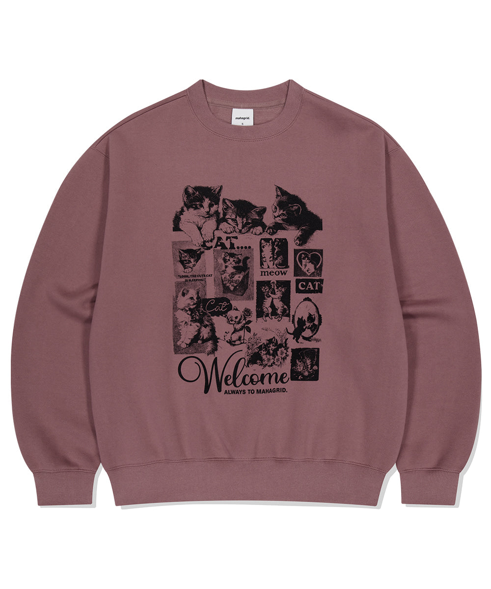 MAHAGRID CAT COLLAGE SWEATSHIRT [PINK]