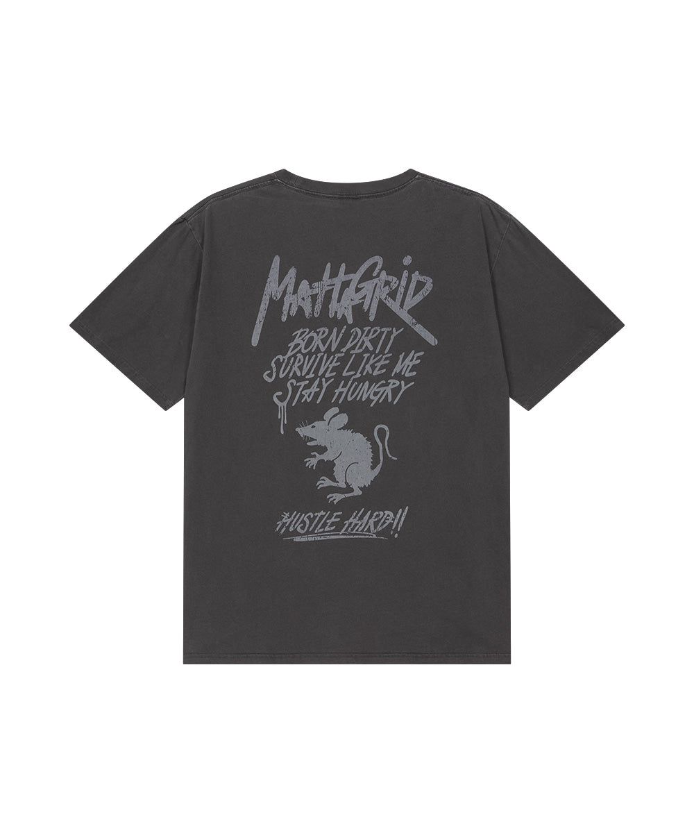 MAHAGRID PIGMENT RAT GRAFFITI LOGO TEE[CHARCOAL]