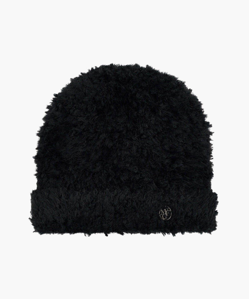 MARITHE CIRCLE LOGO SNUGGLE BEANIE black