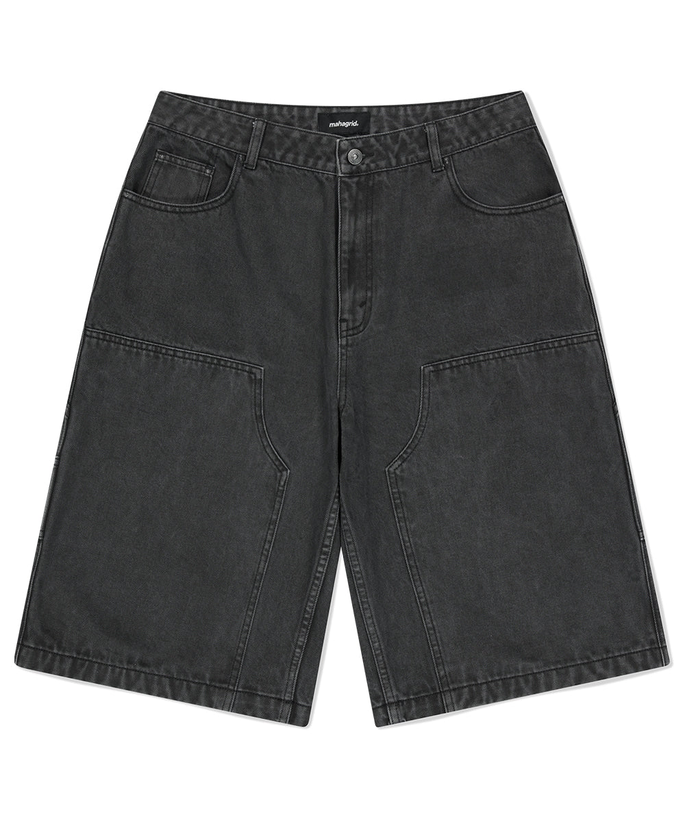 MAHAGRID DYED DOUBLE KNEE SHORT [CHARCOAL]