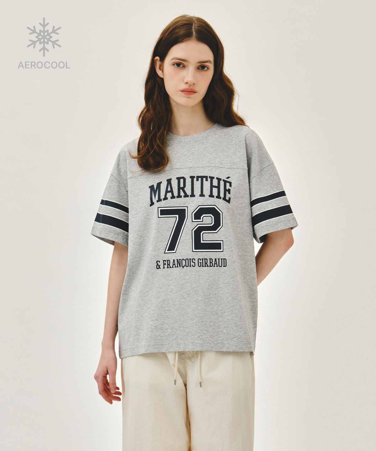 MARITHE EROCOOL FOOTBALL OVERSIZED TEE heather gray