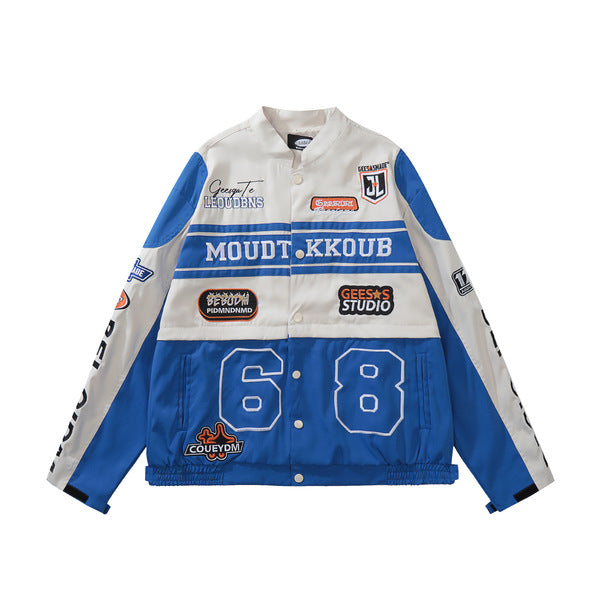 Gababa [Popular] Unisex Detachable Racing 68 Oversized Jacket G77328 (Plus Size S~XL)