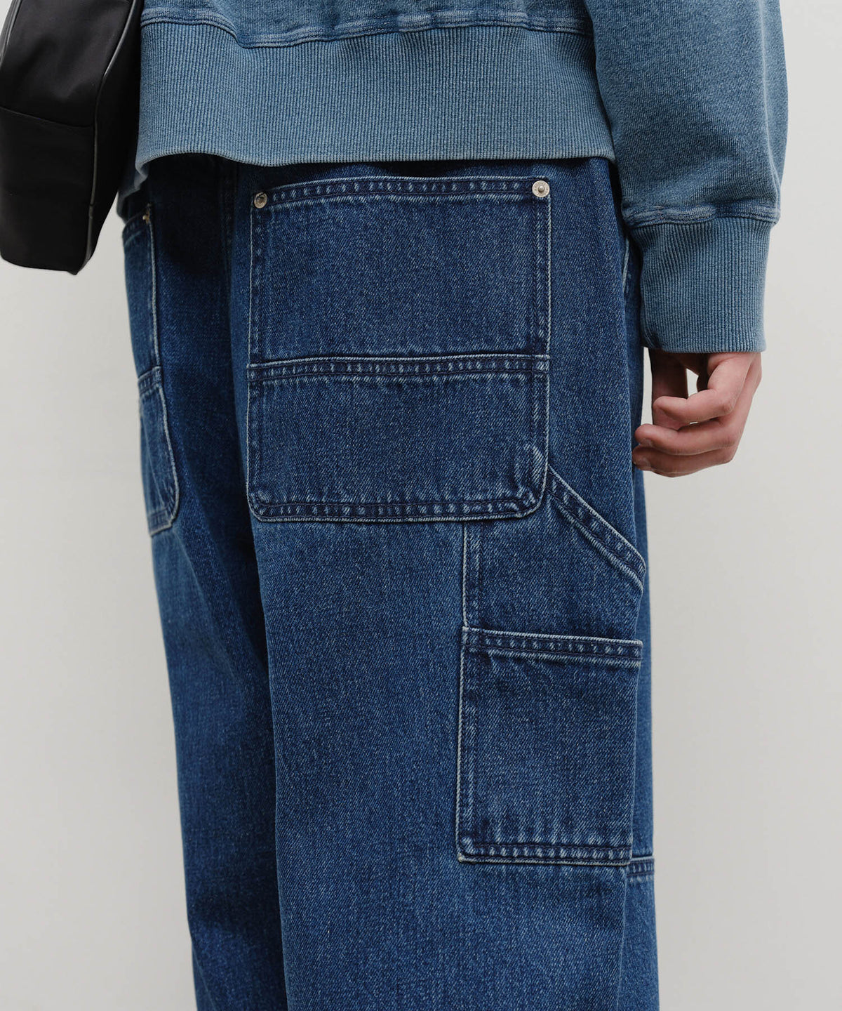MARITHE M DOUBLE KNEE CARPENTER DENIM PANTS dark blue