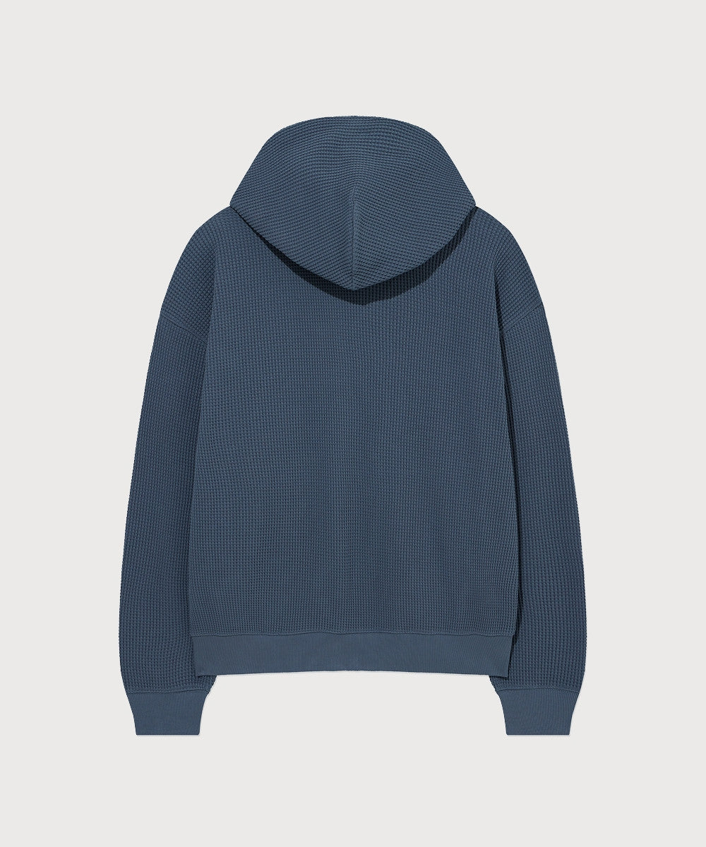 Covernat Small Logo Waffle Hoodie Blue
