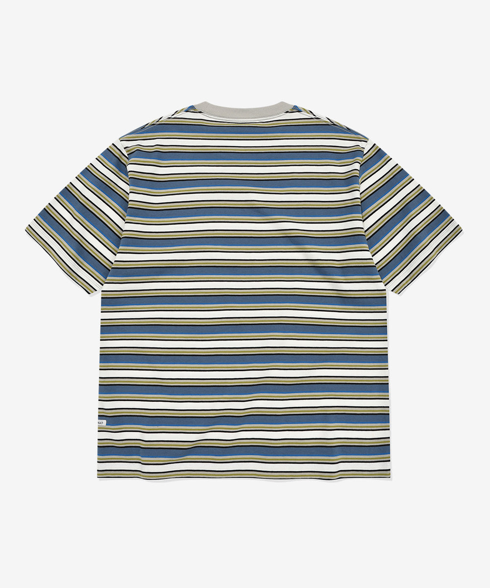 Covernat Multi Stripe Crop T-Shirt Dusty Blue