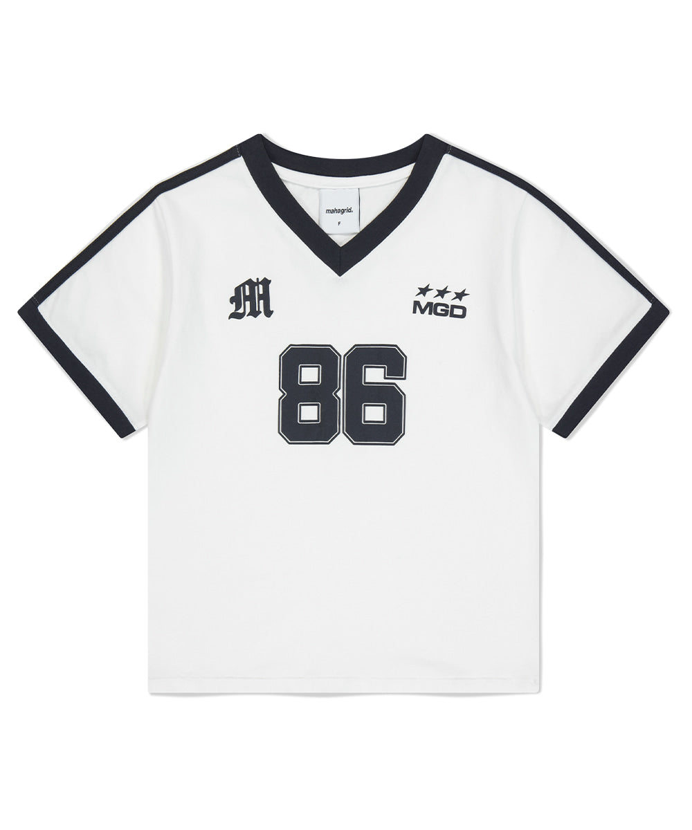 MAHAGRID FOOTBALL RINGER TEE [WHITE]